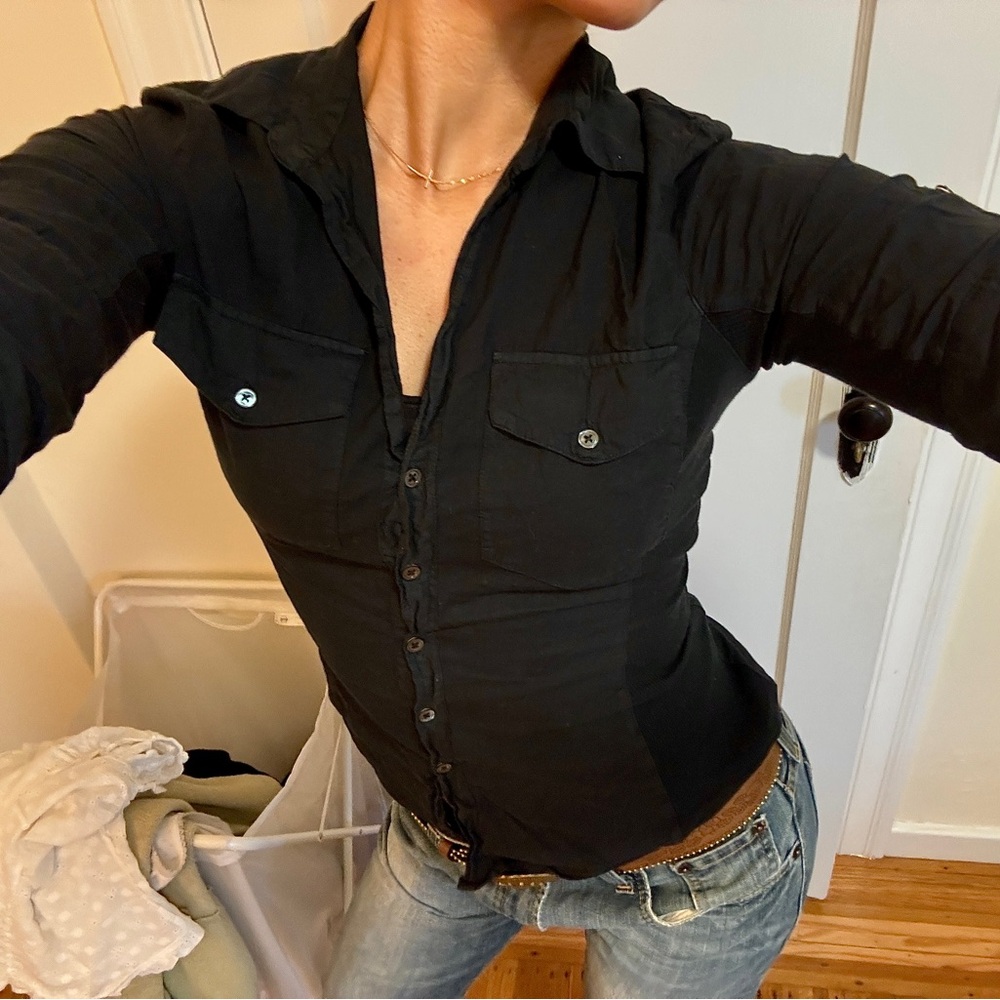 black button up blouse